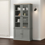Glass Display Cabinet VIGO Grey 85x35x170 cm Solid Wood Pine 353195
