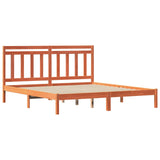 Bed Frame Wax Brown 205.5 x 185.5 x 100 cm Solid Pine Wood 3418146