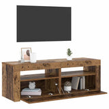 TV Cabinet with LED Lights Old Wood 120x35x40 cm Engineered Wood 856313