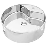 Wash Basin with Overflow 46.5x15.5 cm Ceramic Silver 143865