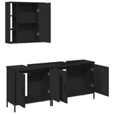 3 Piece Bathroom Cabinet Set Black Engineered Wood 3214730