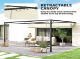 4 x 3 m Pergola, with Sliding Canopy - Cream T3398P318782