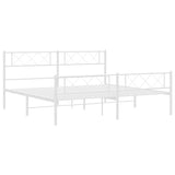 Metal Bed Frame without Mattress with Footboard White 193x203cm 372350