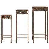 245928 Plant Stand Set 3 Pieces Vintage Style Metal Rusty