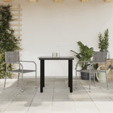 3 Piece Garden Dining Set Grey and Black Poly Rattan and Steel 3203296