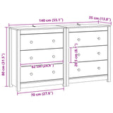 Sideboard 2 pcs Wax Brown 140 x 35 x 80 cm Solid Pine Wood 3424975