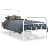 Metal Bed Frame without Mattress with Footboard White 80x200cm 377175