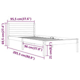 Bed Frame without Mattress Solid Wood Pine 90x200cm White 810416