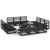 13 Piece Garden Lounge Set Black Solid Pinewood 3075283