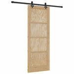 Sliding Door Manual Natural and black 78 x 202 cm 3333498