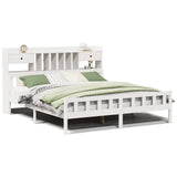 ZNTS Bookcase Bed without Mattress White 180x200 cm Super King Solid Wood Pine 3322179