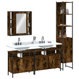 4 Piece Bathroom Cabinet Set Smoked Oak Engineered Wood 3214747