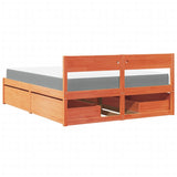 Bed with Drawers and Mattress Wax Brown 160x200 cm Solid Wood Pine 3281894