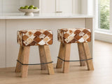 Bar Stool 2 pcs Brown Patchwork 44 x 33 x 74 cm Real Leather 42042126