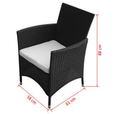 Patio Furniture Black Poly Rattan, Steel, Glass Medium 43130