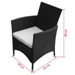 5 Piece Outdoor Dining Set with Cushions Poly Rattan Black 43130