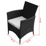 5 Piece Outdoor Dining Set with Cushions Poly Rattan Black 43130