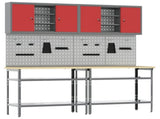 Work Bench Set with Lock 8 pcs Red and Grey Powder-Coated Steel 3321503