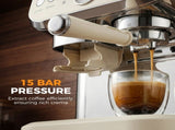 Bean to Cup Coffee Machine, Espresso Machine with Integrated Bean Grinder & Steam Wand, Cream White T3398P550309