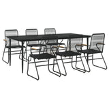 7 Piece Garden Dining Set Black PVC Rattan 3099219