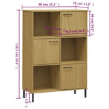Bookcase with Metal Legs Brown 90x35x128.5 cm Solid Wood OSLO 351012