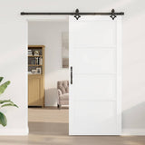 Sliding Door White and Black 93 x 211 cm Solid Pine Wood 3333517