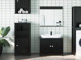3 Piece Bathroom Furniture Set BERG Black Solid Wood Pine 3206497