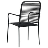 Dining Set Black Cotton rope, powder-coated steel, tempered glass 3058280