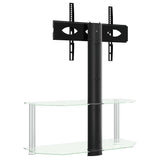 Corner TV Stand 2-Tiers for 32-70 Inch Black and Silver 358168