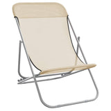 Folding Beach Chairs 2 pcs Cream Textilene&Powder-coated Steel 360192