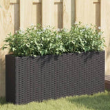 ZNTS Garden Planters with 2 Pots 2 pcs Black 90x20x40 cm Poly Rattan 3210513