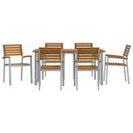Garden Dining Set 7 pcs Grey and brown Solid acacia wood 3284346
