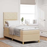 Box Spring Bed with Headboard Cream 80 x 200 cm Fabric 3339656