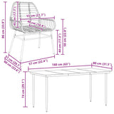 7 Piece Garden Dining Set Brown Poly Rattan Glass 3334447