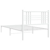 Metal Bed Frame without Mattress with Headboard White 90x190cm 376365