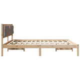 Bed Frame with Headboard Taupe 200 x 200 cm Solid Pine Wood 3394236