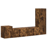 TV Cabinet Set Wall-mounted 4 pcs Smoked Oak Engineered Wood 3409002