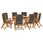 ZNTS 9 Piece Garden Dining Set Solid Wood Acacia and Textilene 3279257