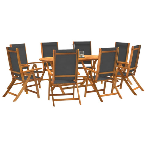 ZNTS 9 Piece Garden Dining Set Solid Wood Acacia and Textilene 3279257