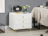 Elegant Chest of Three Drawers - White/Gold-Tone T3398P344424