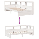 Bookcase Bed without Mattress White 75x190 cm Solid Wood Pine 3324369