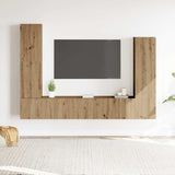 4 Piece TV Cabinet Set Wall-mounted Artisan Oak Engineered Wood 3329218
