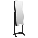 Mirror Jewellery Cabinet with LED Lights Free Standing Black 353263