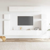 8 Piece TV Cabinet Set White Engineered Wood 3078725