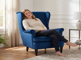 Modern Accent Chair with High Backrest and Pillow, Velvet-Feel Fabric Reading Chair with Solid Wood T3398P548097