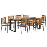 Garden Dining Set 9 pcs Black and Brown Poly Rattan 3365487