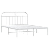 Bed Frame White Powder-Coated Steel 140x200 cm Tough Bed Frame 353685