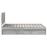 Bed Frame with Drawer Grey Sonoma 150 x 200 cm Solid Pine Wood 3410077