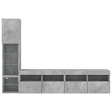 4 Piece TV Wall Units with LED Concrete Grey Engineered Wood 3216714
