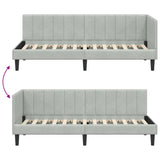 Corner Bed Frame with Headboard Light grey 80 x 200 cm Velvet 42016328